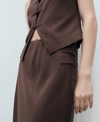 Mango Women's Linen-Blend Straight Skirt