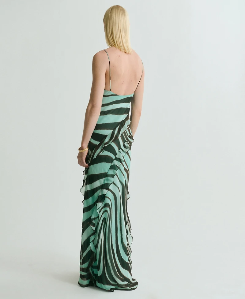 Mango Women's Zebra-Print Ruffle Dress