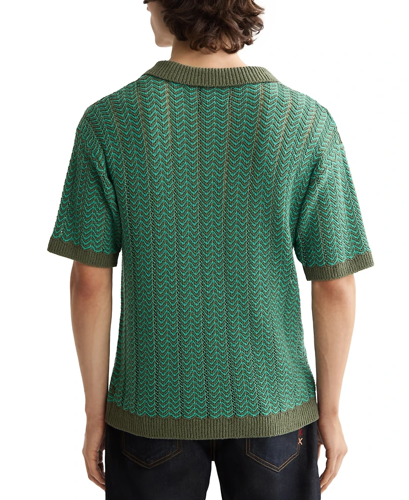 Scotch & Soda Men's Structured Knit Sweater Polo Shirt