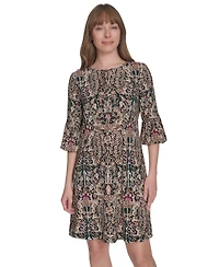 Tommy Hilfiger Women's Printed Tie-Neck Shift Dress