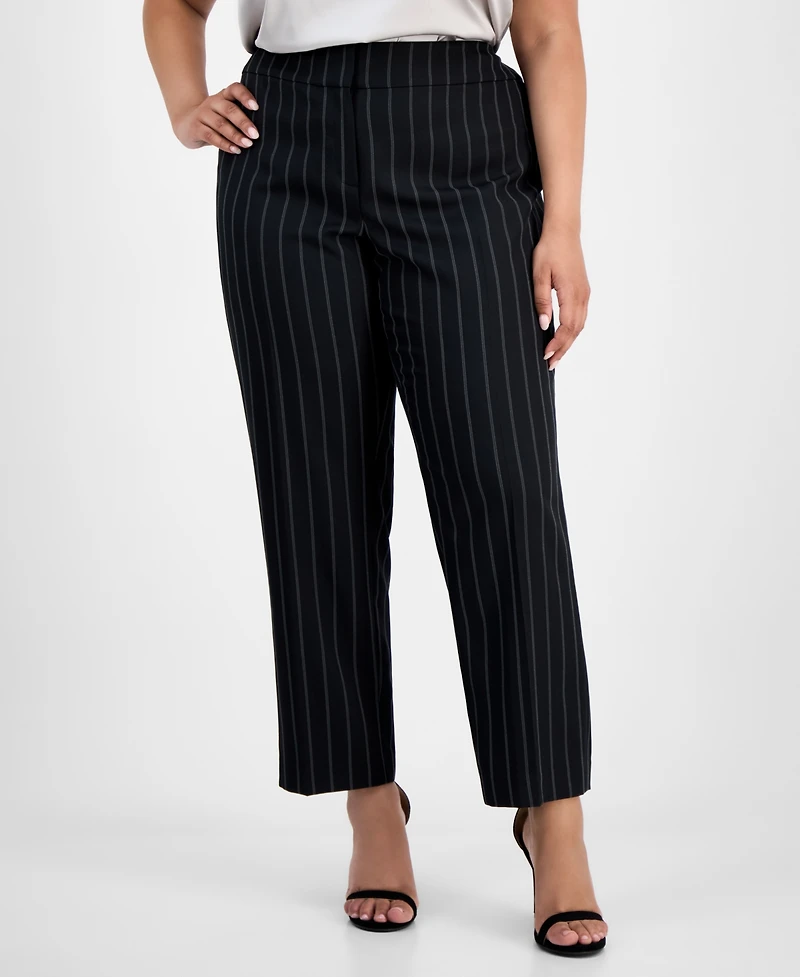 Kasper Plus Size Pinstriped Slim Pants