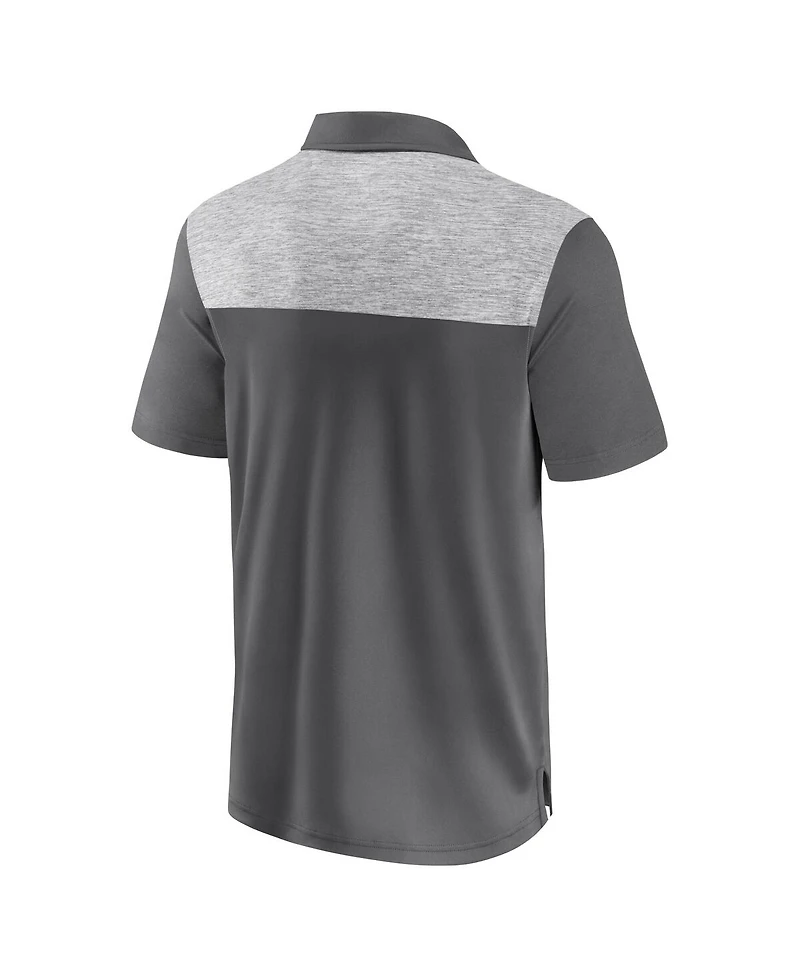 Fanatics Men's Gray Notre Dame Fighting Irish Iconic Brushed Blocked Polo Shirt