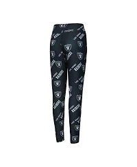Concepts Sport Women's Black Las Vegas Raiders Breakthrough Allover Print Knit Sleep Leggings