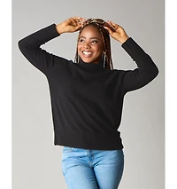 LuxLined Women's Itch-Free Merino Wool Mock Neck Sweater with Soft Inner Lining