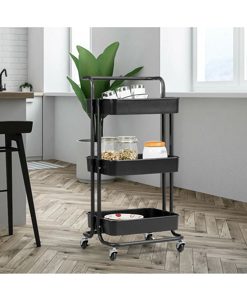 3-Tier Utility Cart Storage Rolling with Casters