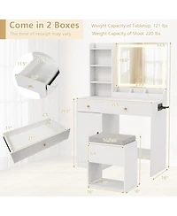 Vanity Dressing Table and Chair Set with Mirror and Lights