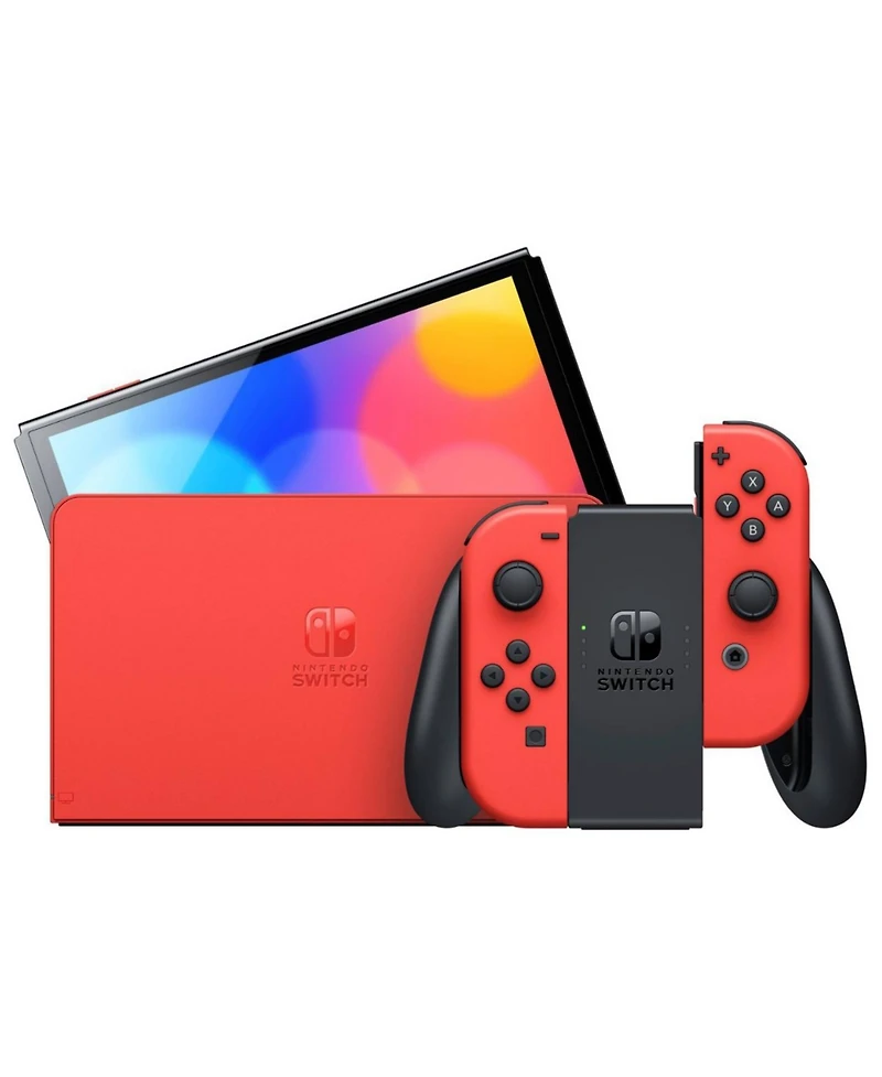 Nintendo Switch Oled Mario Red Edition with MightySkins Console and Controller Skin Voucher and Year Cps Extended Warranty
