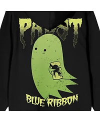 Pabst Blue Ribbon Men's Ghost Holding Beer Long Sleeve Adult Black Hooded