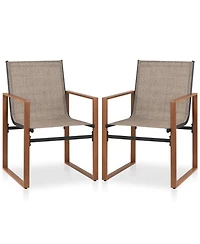 Outdoor Dining Chairs with Breathable Seat and Backrest Set of 2-Brown