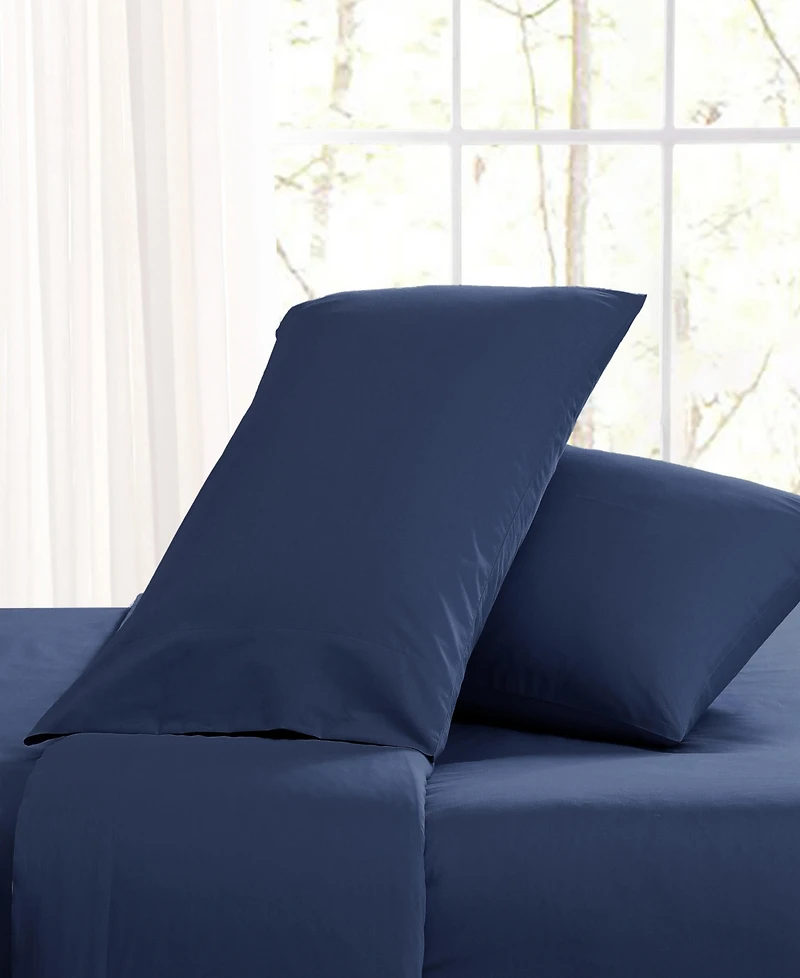 Nautica Solid Cotton Percale -Piece Sheet Set