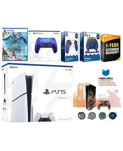 Sony Playstation 5 Slim Disc with Horizon Forbidden West, Extra Controller, Gamer Kit