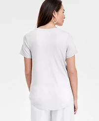 Jm Collection Women's Scoop-Neck Short Sleeve Top, Created for Macy's