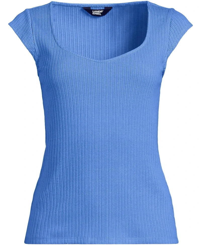 Lands' End Women's Pointelle Cap Sleeve Top