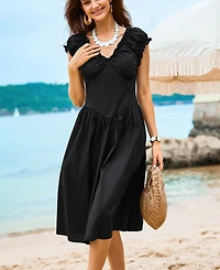 Cupshe Women's Retro Belle Black Midi Beach Dress