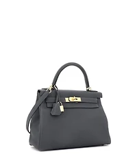 Pre-Owned Hermes Kelly 28 Handbag Grey Togo with Permabrass Hardware