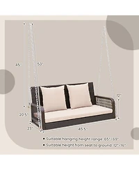 Gymax Wicker Outdoor Porch Swing 800 Lbs Capacity Outdoor Swing Bench w/ Hanging Chains