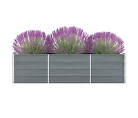 Garden Raised Bed Galvanized Steel 94.5"x15.7"x17.7" Gray