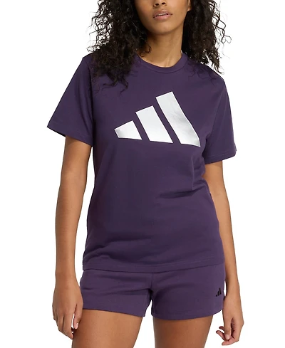 adidas Women's Cotton Metallic-Logo Crewneck T-Shirt