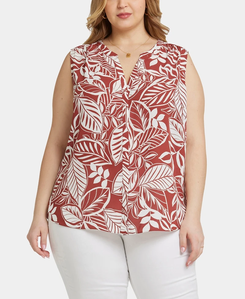 Nydj Plus Size Sleeveless Pintuck Top
