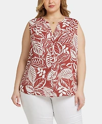 Nydj Plus Size Sleeveless Pintuck Top