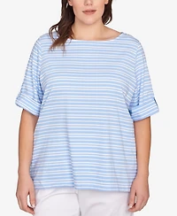 Ruby Rd. Plus Size Variegated Stripe Knit Top