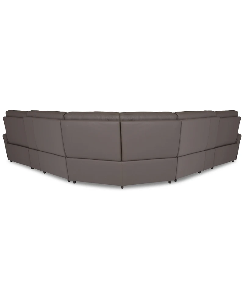 Thandler 5-Pc. Leather L Sectional with 3 Power Recliners and Drop Down Table, Exclusively at Macy's