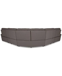 Thandler 5-Pc. Leather L Sectional with 3 Power Recliners and Drop Down Table, Exclusively at Macy's
