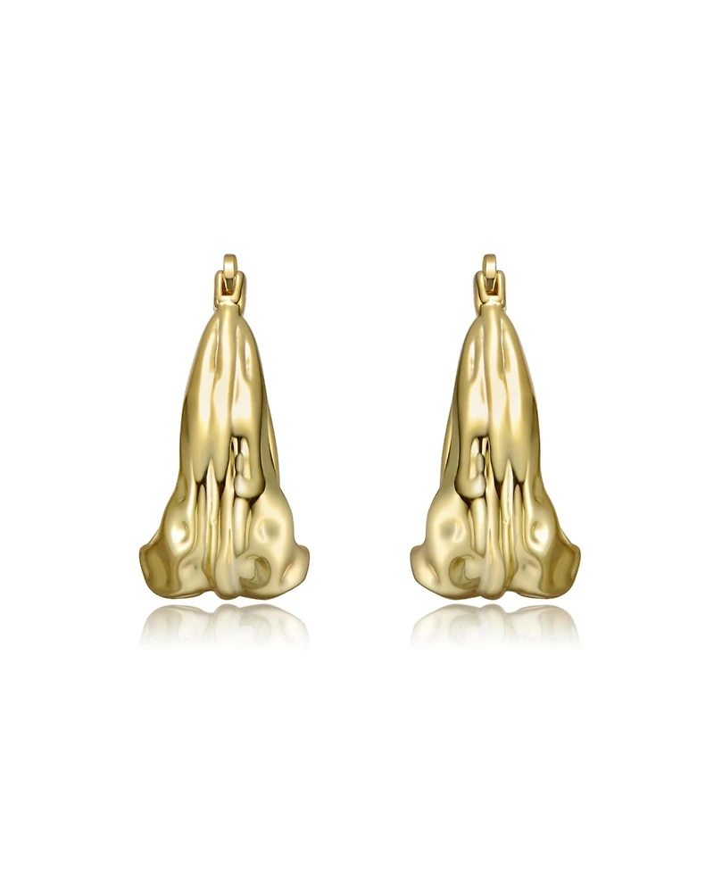 Sculptural Waterfall Hoop Earrings White Gold Plated or 14K