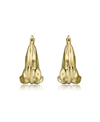 Sculptural Waterfall Hoop Earrings White Gold Plated or 14K