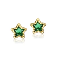 Kids 14K Gold Plated with Colored Cubic Zirconia Star-Shaped Stud Earrings