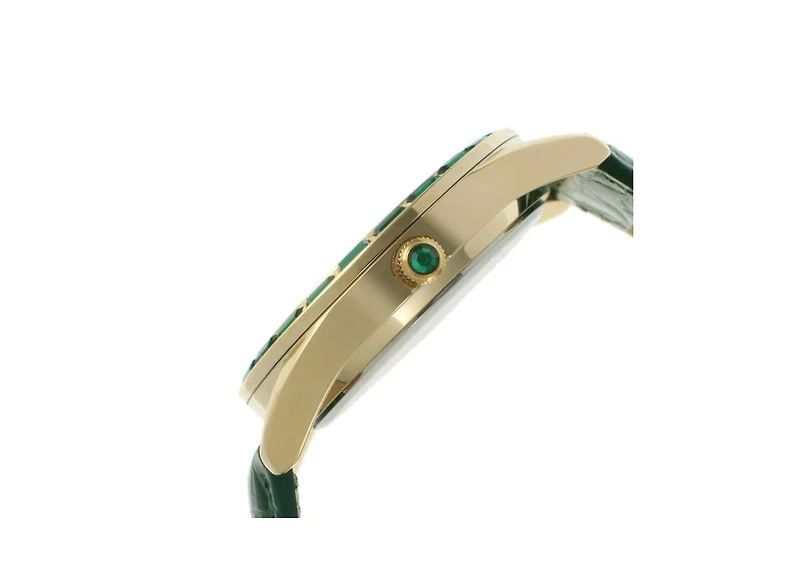 Peugeot Women's 40mm Green Boyfriend Watch with Baguette Crystals