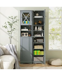 Tall Freestanding Bathroom Storage Cabinet with 5 Adjustable Shelves