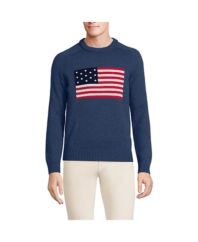 Lands' End Men's Drifter Flag Crew Neck Sweater