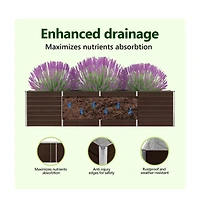Raised Garden Bed 126"x15.7"x30.3" Galvanized Steel Brown