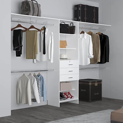 Salina Closet System, 3 Drawers, 5 Shelves, White