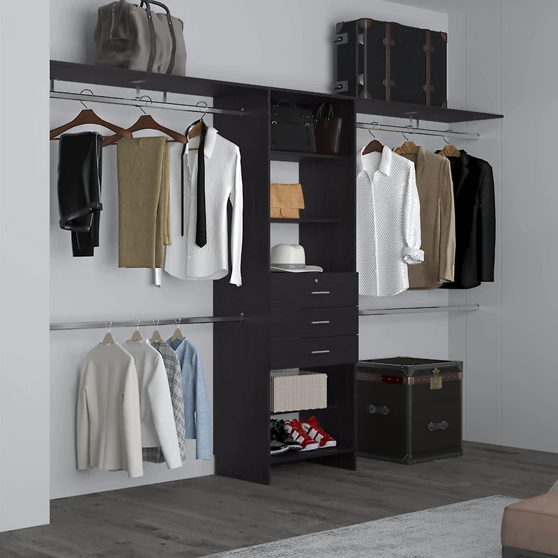 Salina Closet System, 3 Drawers, 5 Shelves, White