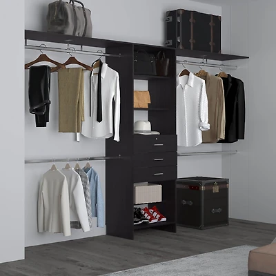 Salina Closet System, 3 Drawers, 5 Shelves, White