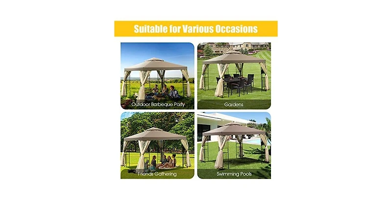 10 x 12 Octagonal Patio Gazebo with Mosquito Net