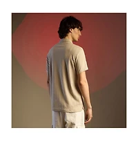 Campus Sutra Men's Saltbox Beige Chevron Polo T-Shirt