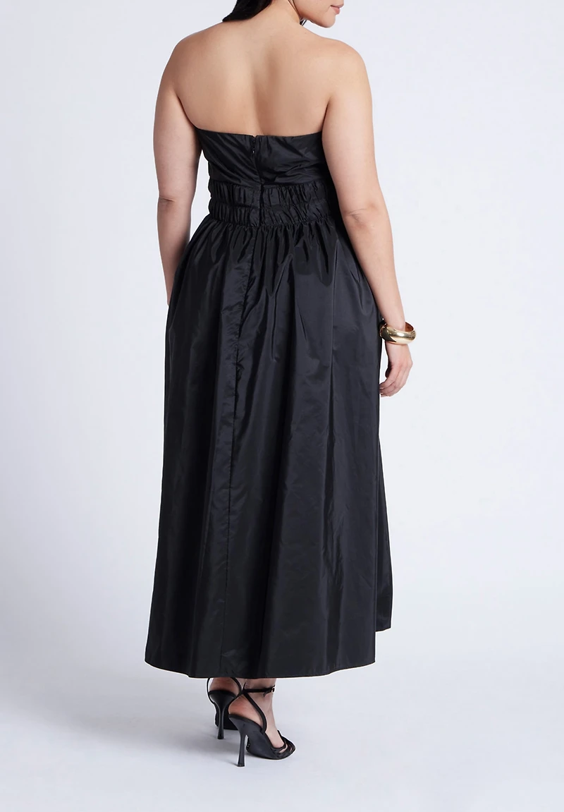 Eloquii Women's Pleated Ruffle Neckline Midi Dress