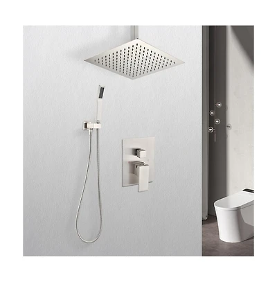 Rainsken Ceiling Mounted Shower System Combo Set with Handheld and 10"Shower head