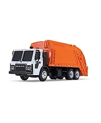 First Gear 1/87 White Mack Lr with Orange McNeilus Meridian Rear Loader Garbage Truck