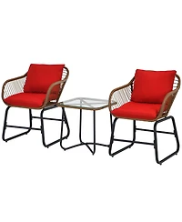 Gymax 3 Piece Patio Conversation Furniture Set Outdoor Bistro Set With Cushions