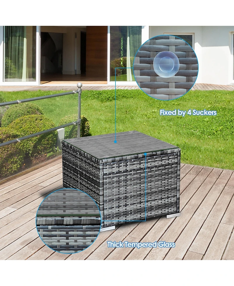 Gymax 3PCS Rattan Patio Conversation Furniture Set Outdoor Yard w/ Cushion