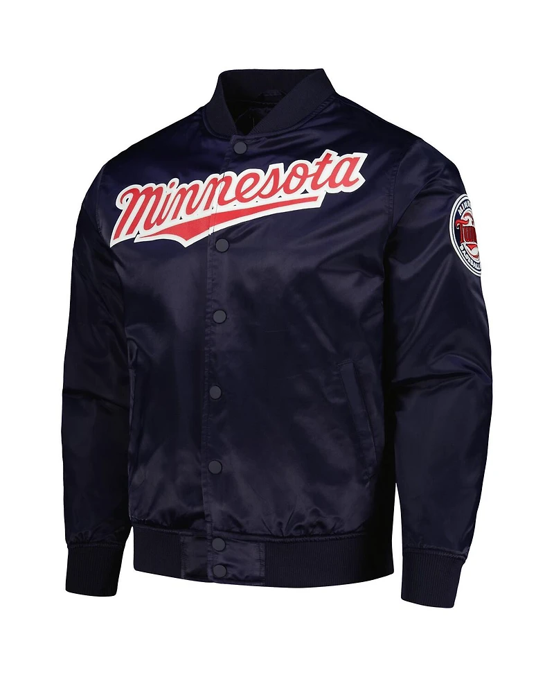 Pro Standard Men's Navy Minnesota Twins Wordmark Satin Full-Snap Jacket