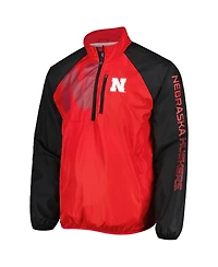 G-iii Sports by Carl Banks Men's Scarlet/Black Nebraska Huskers Point Guard Raglan Half-Zip Jacket