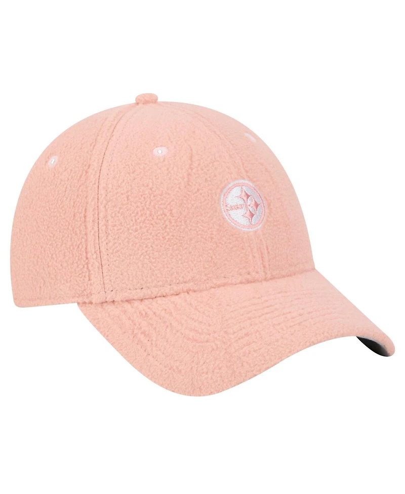 New Era Women's Light Pink Pittsburgh Steelers Cozy Sherpa 9FORTY Adjustable Hat