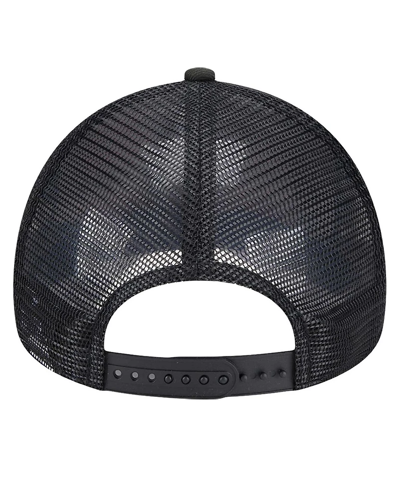 New Era Men's Black/Red Portland Trail Blazers Tip Off A-Frame Trucker 9FORTY Adjustable Hat
