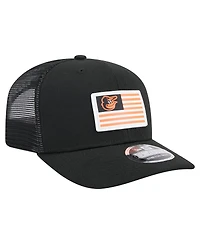 New Era Men's Black Baltimore Orioles Flag 9SEVENTY Stretch-Snap Hat