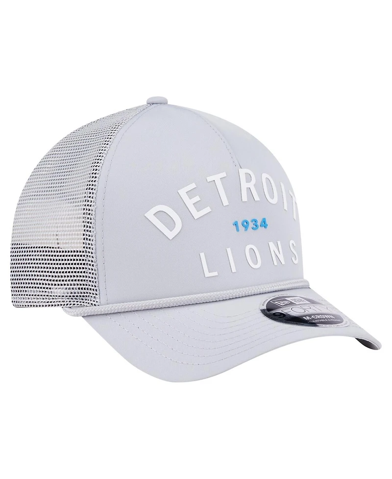 New Era Men's Gray Detroit Lions Active Minimalist M-Crown A-Frame 9FORTY Adjustable Hat